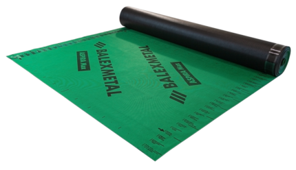 Difuzinė plėvelė "Balex Metal Aspira 170 g" rulonas. Žalia plėvelė su matavimo žymėmis.