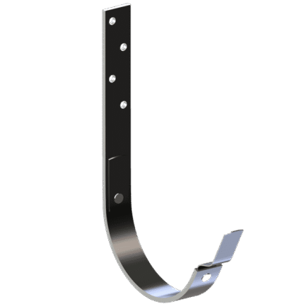 Latako laikiklis ilgas L-240 mm 125 mm" yra metalinis sieninis kablys su plokščia tvirtinimo plokšte (keturios skylės) ir lenkta U formos apatine dalimi, kuri baigiasi į viršų iškeltu skirtuku.