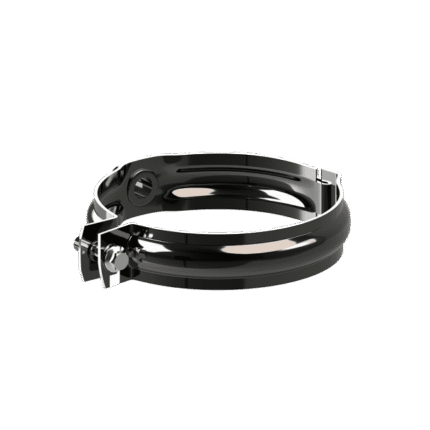 Lietvamzdžio apkaba, 90 mm. Juoda metalinė lietvamzdžio tvirtinimo detalė.