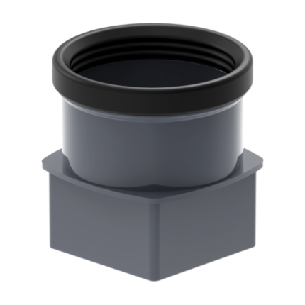 Adapteris PVC: pereinamasis elementas iš ovalios į stačiakampę lietvamzdžių sistemą.