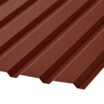Trapecinis T18 profilis, rudos spalvos metalinis stogas. Sieninis arba stoginis profilis.