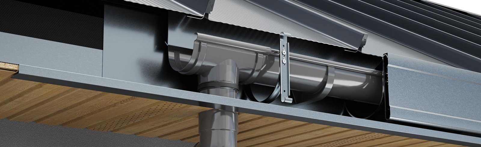 Stogo latakas su lietvamzdžiu.