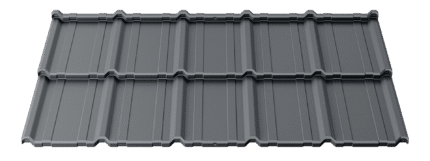 Plieninė modulinė stogo čerpė Como, pilka spalva, stogo danga.