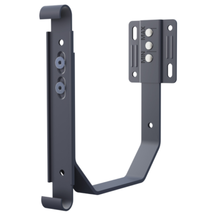 Reguliuojamas maskuojamuosios dalies laikiklis su MIN ir MAX ženklais.