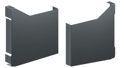 Maskuojamosios dalies galinis dangtelis kairinis: metalinis dangtelis.