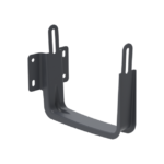 Latako universalus laikiklis 135 mm" yra juodas metalinis L formos sieninis laikiklis su dviem vertikaliomis rankenomis ir keturių skylių montavimo plokštele, skirtas daiktams prie sienos atremti arba laikyti.