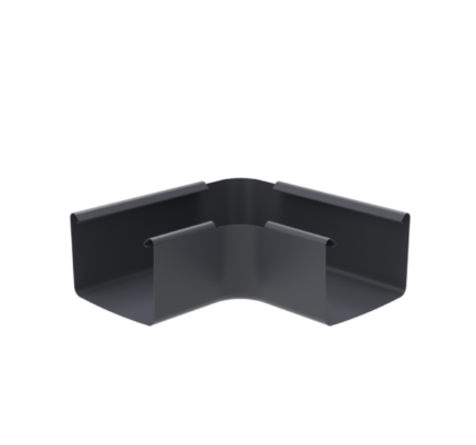 Latako išorinis kampas 90 laipsnių, universalus, 135 mm. Juodas latako kampas.