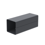 Lietvamzdis stačiakampis 80x80 mm L - 3,0 m tamsiai pilkos spalvos stačiakampio formos metalinė dėžutė su atviru galu ir užapvalintais kraštais pavaizduota vienspalviame šviesiai pilkame fone.