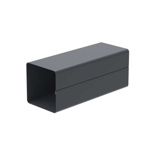 preview_product_custom_921 Lietvamzdis stačiakampis 80x80 mm L - 3,0 m tamsiai pilkos spalvos stačiakampio formos metalinė dėžutė su atviru galu ir užapvalintais kraštais pavaizduota vienspalviame šviesiai pilkame fone.