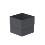 Lietvamzdžio sujungimas 80x80 mm, pilkos spalvos. Stačiakampio formos lietvamzdžio detalė.