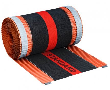 Kraigo sandarinimo juosta "Standard" 300 mm, suvyniota į ritinį. Oranžinė spalva, juoda juosta su užrašu "Standard".